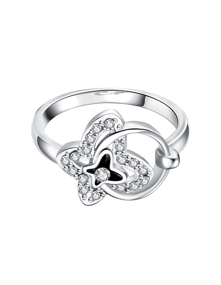 Anillo multi gemas de mariposa Ocean Heart Fashion 18 k cristal baño de oro blanco
