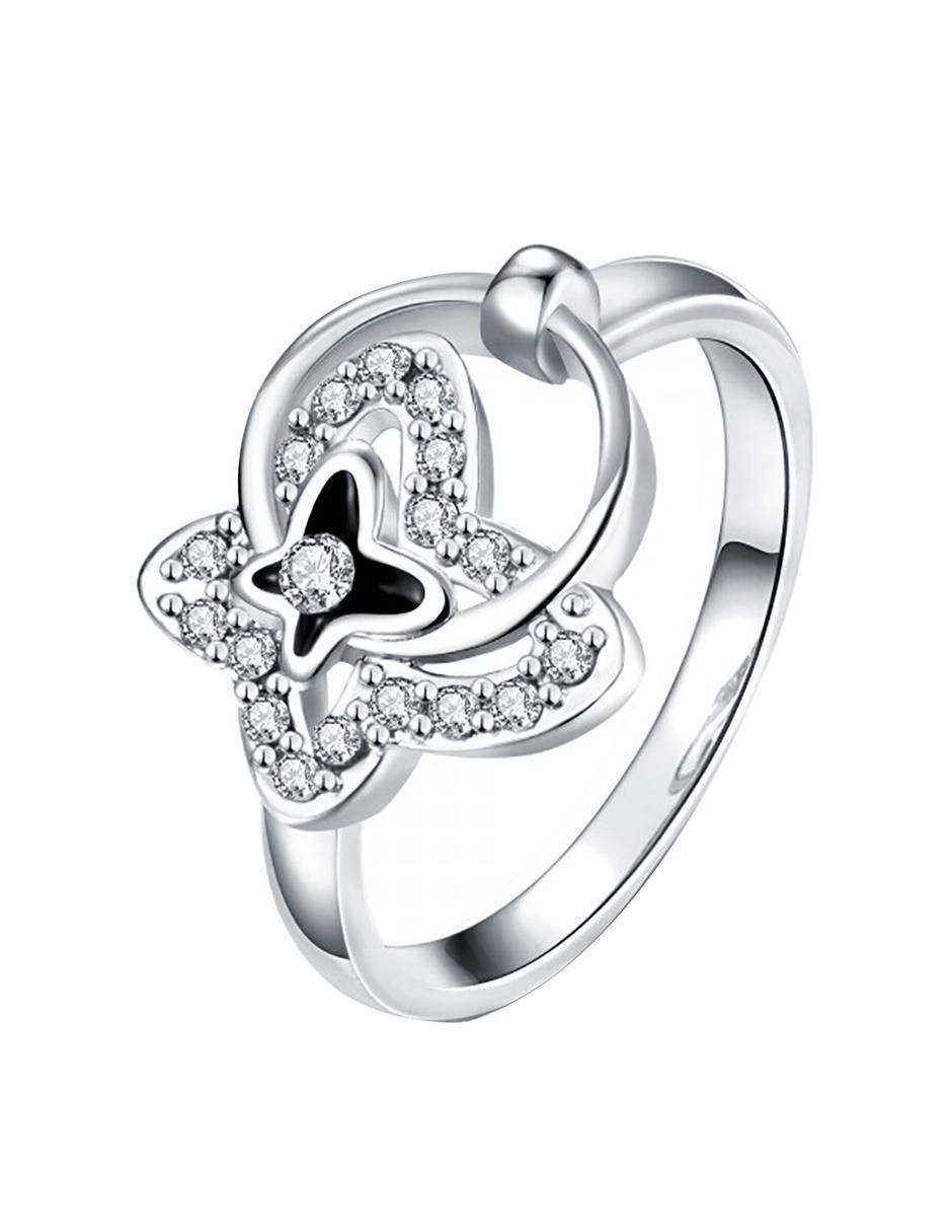 Anillo multi gemas de mariposa Ocean Heart Fashion 18 k cristal baño de oro blanco