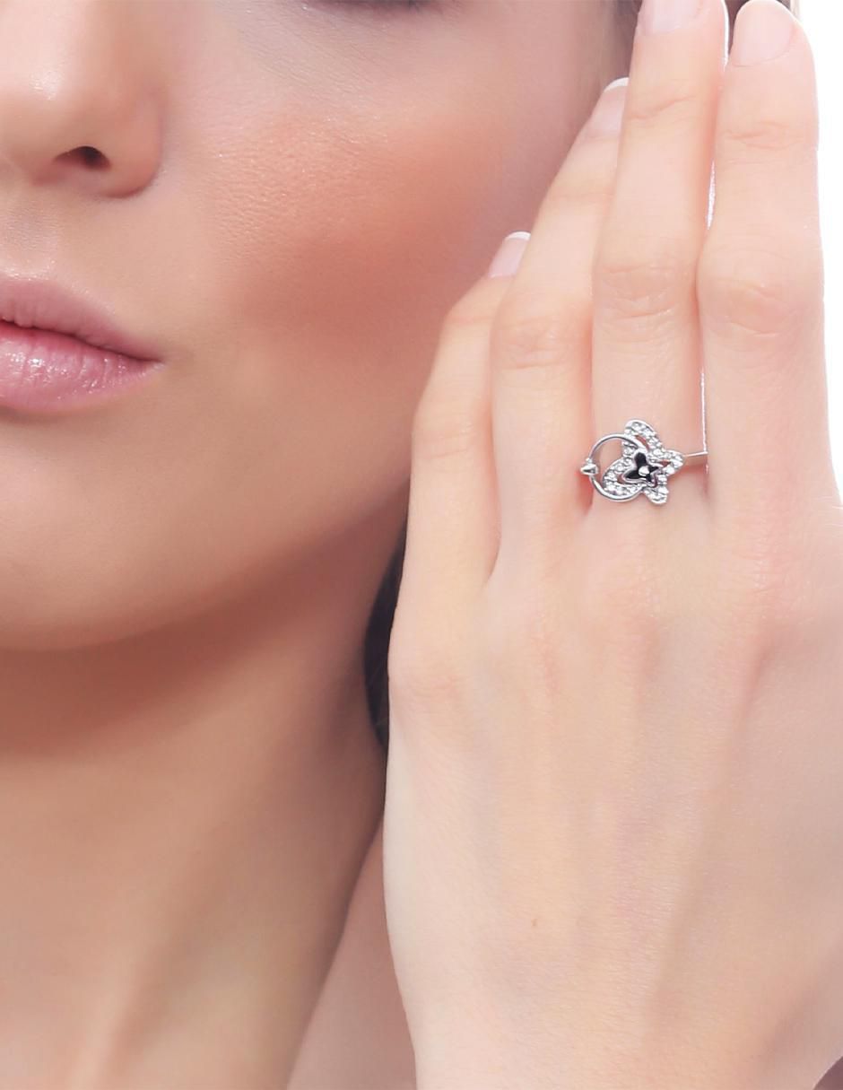 Anillo multi gemas de mariposa Ocean Heart Fashion 18 k cristal baño de oro blanco