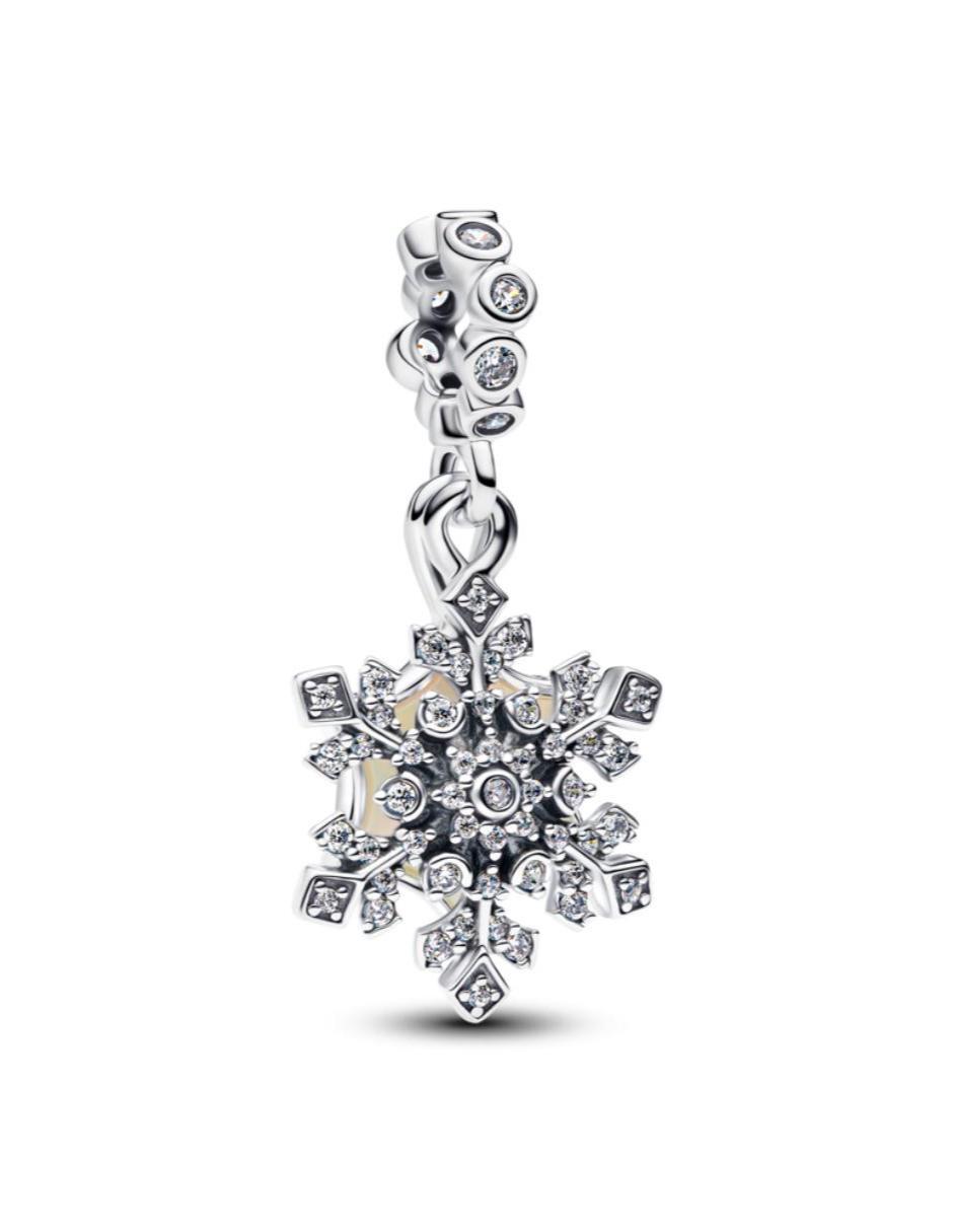 Charm de copo de nieve moments de plata P 925 zirconia cúbica