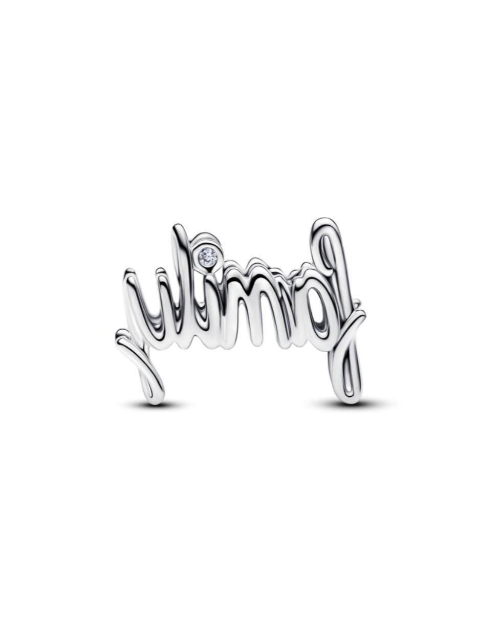 Charm de letrero Pandora family moments de plata P 925 zirconia cúbica