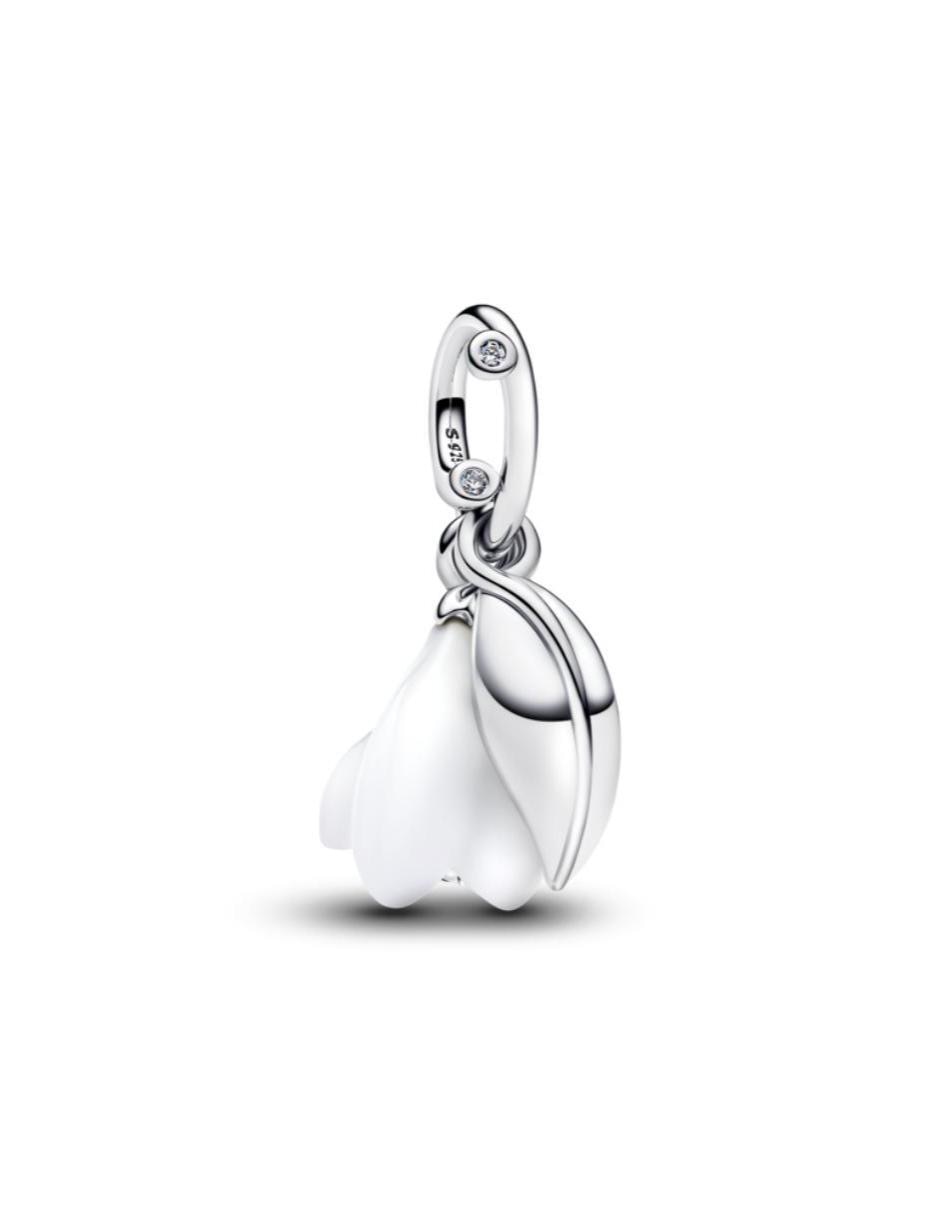 Charm de flor moments de plata P 925 zirconia cúbica