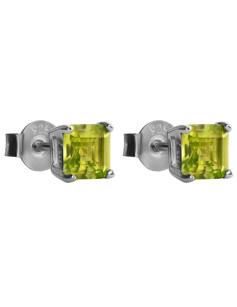Broqueles cuadrados Gladkova Joyería de plata P 925 con acabado brillante peridote