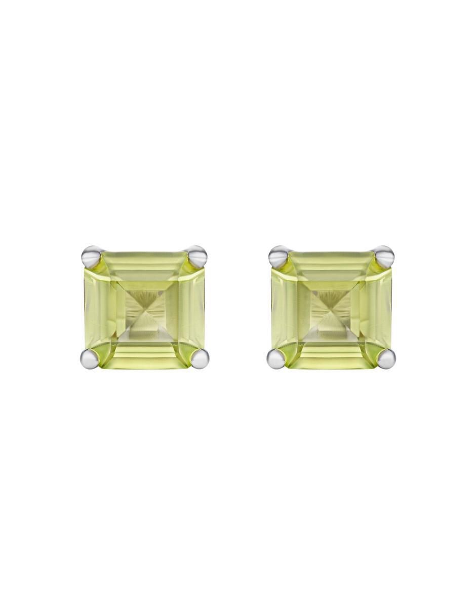Broqueles cuadrados de plata P 925 con acabado brillante peridote