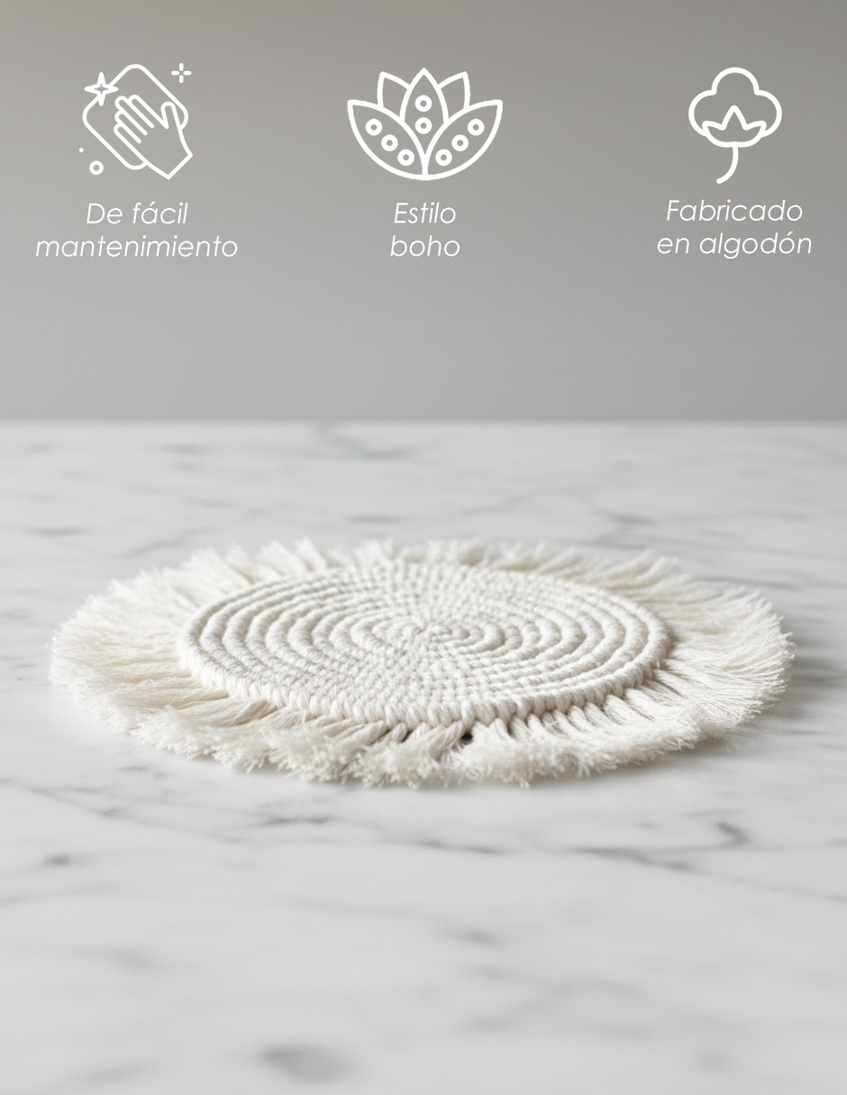 Set mantel individual redondo de algodón Ilios Innova Boho