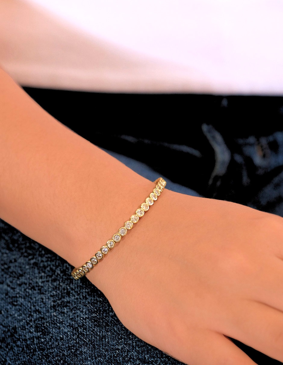 Brazalete Girondela 18 k con acabado chapa de oro